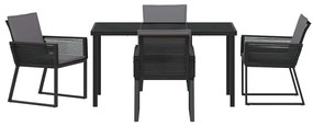 vidaXL Σέτ φαγητού για κήπο 5 pcs Μαύρο Χάλυβας με επίστρωση πούδρας