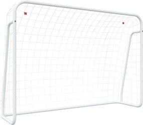 vidaXL Τέρμα Ποδοσφαίρου &amp; Δίχτυ Λευκό 214x75x152εκ Ατσάλι/Πολυεστέρας