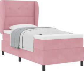 vidaXL Κρεβάτι με ελατήρια με στρώμα Ροζ 200 x 100 cm Βελούδο