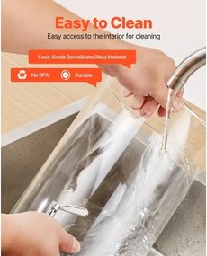 VEVOR Drink Dispenser 8L Beverage Dispenser for Parties Glass with Stand