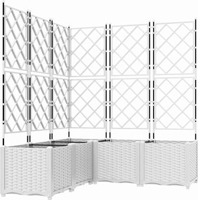 vidaXL Γλάστρα Κήπου 5 τμχ. Λευκό 120 x 120 x 143 εκ. PP