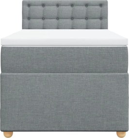 vidaXL Κρεβάτι Boxspring με Στρώμα Ανοιχτό Γκρι 90x190 εκ. Υφασμάτινο