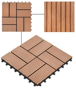 vidaXL Πλακάκια Deck 22 τεμ. Καφέ 30 x 30 εκ. 2 μ² από WPC