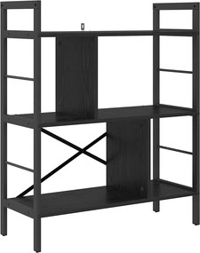 vidaXL Ράφι Βιβλίων Μαύρη Οξυά 75 x 30 x 91 εκ. Επεξεργασμένο ξύλο