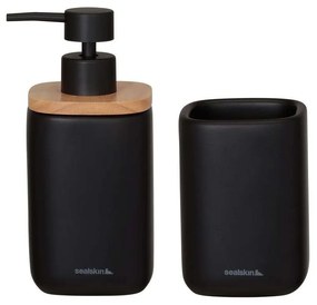 Mind black set δοχείο κρεμοσάπουνου 200 ml & ποτήρι οδοντόβουρτσας Sealskin