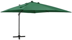 vidaXL Ομπρέλα Κρεμαστή Κήπου με Ιστό και LED Χρώμα Άμμου 300 εκ.