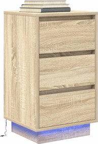 vidaXL Κομοδίνο με φώτα LED Sonoma Oak 38x34x65 cm