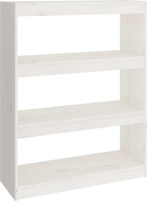 vidaXL Βιβλιοθήκη/Διαχωριστικό Χώρου Λευκή 80x30x103,5 εκ. Μασίφ Πεύκο