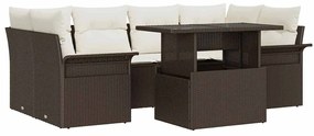 vidaXL Σετ Καναπέ Κήπου με μαξιλάρι 7 pcs Καφέ Πολυ ράταν