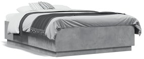 Πλαίσιο Κρεβατιού με LED Γκρι Σκυρ. 120x190 εκ. Επεξ. Ξύλο - Γκρι