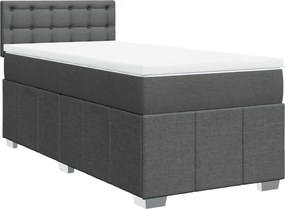 vidaXL Κρεβάτι Boxspring με Στρώμα Σκούρο Γκρι 100x200 εκ. Υφασμάτινο