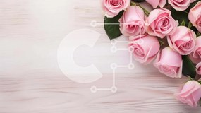 Intra Συλλεκτικό Ξύλινο Παζλ Plywood  4mm - Μπουκέτο με ροζ τριαντάφυλλα σε ξύλινο τραπέζι Σε Ξύλινο Κουτί - Διαστάσεις: 10x10 cm – 25 κομμάτια