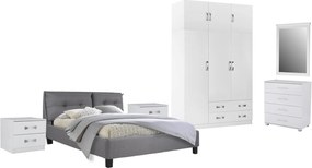 ΣΕΤ ΚΡΕΒΑΤΟΚΑΜΑΡΑΣ 6ΤΜΧ CARLY HM10884.05 ΜΕΛΑΜΙΝΗ ΛΕΥΚΗ-ΥΦΑΣΜΑ ΓΚΡΙ