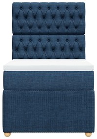 vidaXL Κρεβάτι Boxspring με Στρώμα Μπλε 100 x 200 εκ. Υφασμάτινο