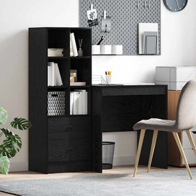 vidaXL Γραφείο με συρτάρι με ράφι με αποθήκευση 2 pcs Μαύρη Οξυά