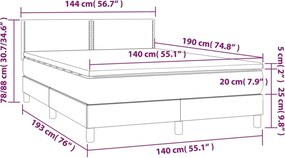 vidaXL Κρεβάτι Boxspring με Στρώμα Μπλε 140x190 εκ. Υφασμάτινο