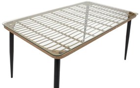 Τραπεζαρία Naoki A σετ 5 τμχ rattan φυσικό-μαύρο μέταλλο-γυαλί 160x90x78εκ 160x90x78 εκ.