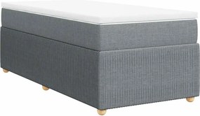 vidaXL Κρεβάτι Boxspring με Στρώμα Ανοιχτό Γκρι 90x190 εκ. Υφασμάτινο