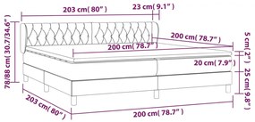 vidaXL Κρεβάτι Boxspring με Στρώμα Σκούρο Γκρι 200x200 εκ. Υφασμάτινο