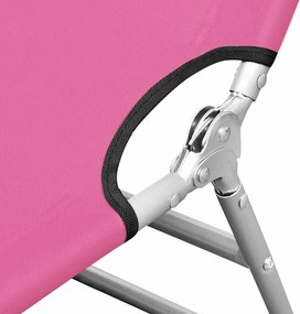 vidaXL Ξαπλώστρα Πτυσσόμενη Ροζ Magento Ατσάλινη με Μαξιλάρι
