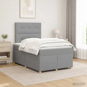 vidaXL Κρεβάτι box spring με στρώμα Ανοιχτό γκρι 120 x 200 cm Ύφασμα