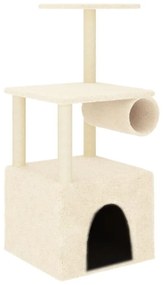 Γατόδεντρο Κρεμ 109,5 εκ. με Στύλους Ξυσίματος από Σιζάλ - Κρεμ