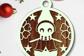 Σετ των 2 Intra απο ξύλο plywood 3mm-4mm πάχος Χριστουγεννιάτικη μπάλα 3D Design Δίασταση 15x15 cm INTRAFABR-73432189