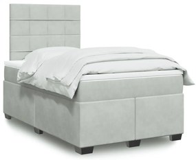 vidaXL Κρεβάτι Boxspring με Στρώμα Ανοιχτό Γκρι 120x200 εκ. Βελούδινο