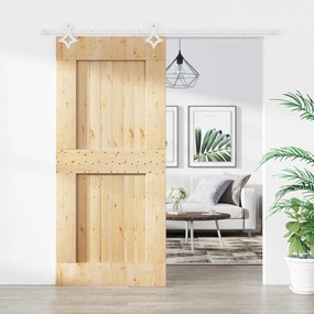 vidaXL Συρόμενη Πόρτα Φυσικό και Λευκό 90 x 210 cm