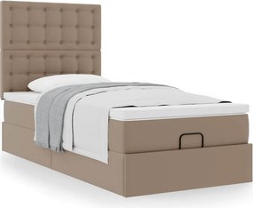 vidaXL Οθωμανικό κρεβάτι με στρώμα Cappucino 90x190cm Faux Leather