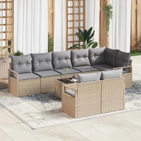 vidaXL Σετ Καναπέ Κήπου 9 pcs Μπεζ Πολυ ράταν