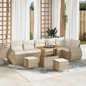 vidaXL Σετ Καναπέ Κήπου 9 pcs μπεζ και κρεμ 90 x 55 x 71 cm