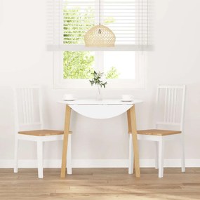 vidaXL Καρέκλες τραπεζαρίας 2 τεμάχια Λευκό μασίφ ξύλο καουτσούκ