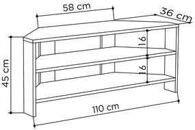 Έπιπλο τηλεόρασης γωνιακό Thales Megapap χρώμα black wood 110x36x45εκ.