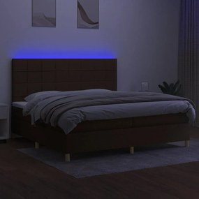 ΚΡΕΒΑΤΙ BOXSPRING ΜΕ ΣΤΡΩΜΑ &amp; LED ΣΚ.ΚΑΦΕ 200X200ΕΚ. ΥΦΑΣΜΑΤΙΝΟ 3135464