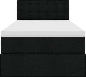 vidaXL Οθωμανικό κρεβάτι με στρώμα Μαύρο 90x200cm Ύφασμα