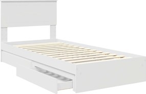 vidaXL Κρεβάτι Αποθήκης Λευκό 90 x 200 cm Επεξεργασμένο ξύλο