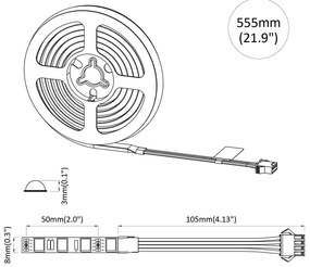 vidaXL Λωρίδα LED 2 pcs Μαύρο και Διαφανές 550 χιλ Χαλκός και Πλαστικό