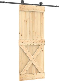 vidaXL Συρόμενη Πόρτα Φυσικό και Μαύρο 80 x 210 cm