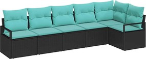 vidaXL Σετ Καναπέ 6 pcs Μαύρο συνθετικό ρατάν