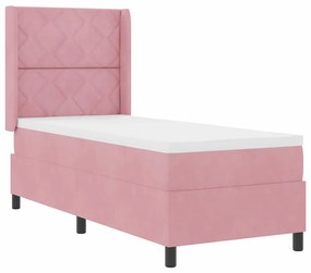 vidaXL Κρεβάτι Box Spring LED με Στρώμα Ροζ 80 x 200 cm Βελούδο