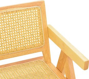 Πολυθρόνα Winslow pakoworld rubberwood-rattan σε φυσική απόχρωση 51x54x80εκ