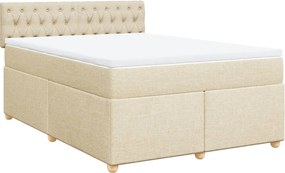 vidaXL Κρεβάτι Boxspring με Στρώμα Κρεμ 140x200 εκ. Υφασμάτινο