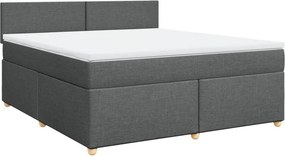 vidaXL Κρεβάτι Boxspring με Στρώμα Σκούρο Γκρι 180x200 εκ Υφασμάτιν
