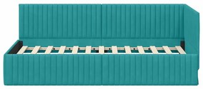 vidaXL Κρεβάτι Γωνίας με κεφαλάρι Τιρκουάζ 90 x 190 cm Βελούδο