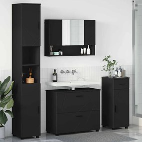 vidaXL Σετ Επίπλων Μπάνιου με συρτάρι 4 pcs Μαύρο 30 x 35 x 192 εκ.
