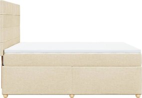 vidaXL Κρεβάτι Boxspring με Στρώμα Κρεμ 160x200 εκ. Υφασμάτινο