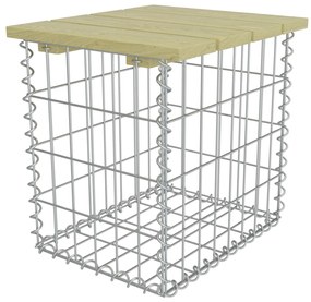 vidaXL Υποπόδιο Κήπου Γκρι 40x40x45εκ. Γαλβ. Χάλυβας Μασίφ Ξύλο Πεύκου