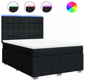 vidaXL Κρεβάτι Boxspring με Στρώμα Μαύρο 140x190 εκ. Υφασμάτινο