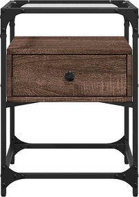 vidaXL Κομοδίνα 2 τεμ. Καφέ Δρυς 40x40x55 εκ. από Επεξεργ. Ξύλο